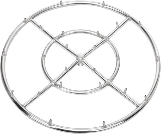 Stanbroil 24" High Flame Round Jet Burner Ring for Natural or Propane Gas Fire Pit, 304 Series Stainless Steel, Double Ring-VerdiqueGarden