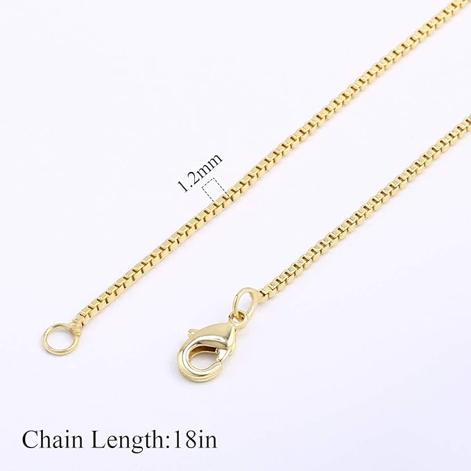 ALEXCRAFT Wholesale 6PCS 14K Gold Plated Brass Box Chain Necklace Bulk for Jewelry Making (18 inch)