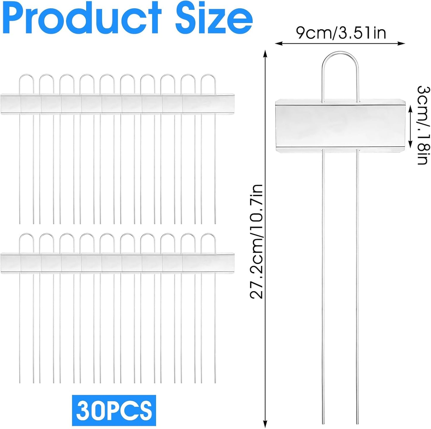 30 Pcs Plant Labels for Outdoor Garden Waterproof Plant Markers for Outdoor Plants, 10.7inch Metal Garden Plants Tags and Labels for Flower Vegetable Seedlings Greenhouse（Silver-VerdiqueGarden