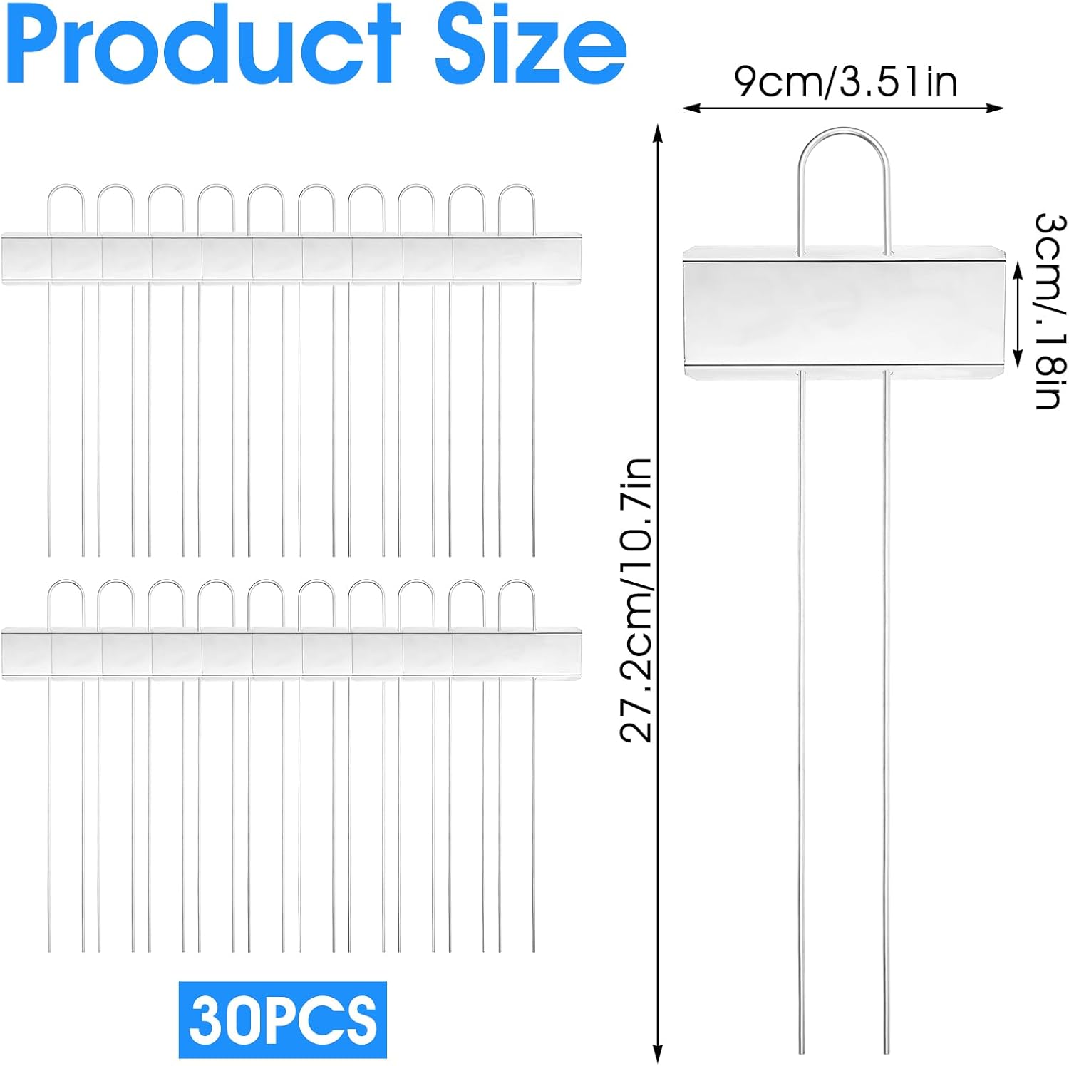 30 Pcs Plant Labels for Outdoor Garden Waterproof Plant Markers for Outdoor Plants, 10.7inch Metal Garden Plants Tags and Labels for Flower Vegetable Seedlings Greenhouse（Silver-VerdiqueGarden