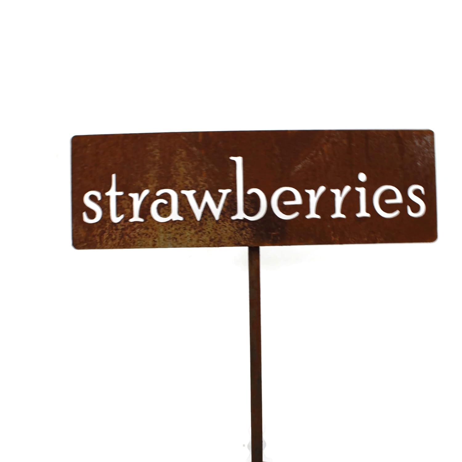 Classic Metal Garden Markers 19 Inches Tall (strawberries, Naturally Rusted)-VerdiqueGarden