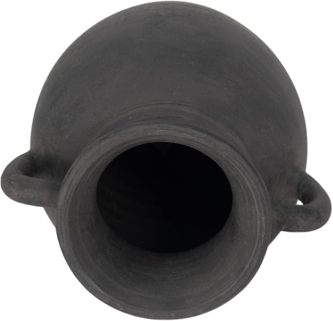 Sagebrook Home Black Boho Terracotta Vase - Amphora-Style Decorative Flower Holder for Home, Office & Living Room - 9" Black-VerdiqueGarden