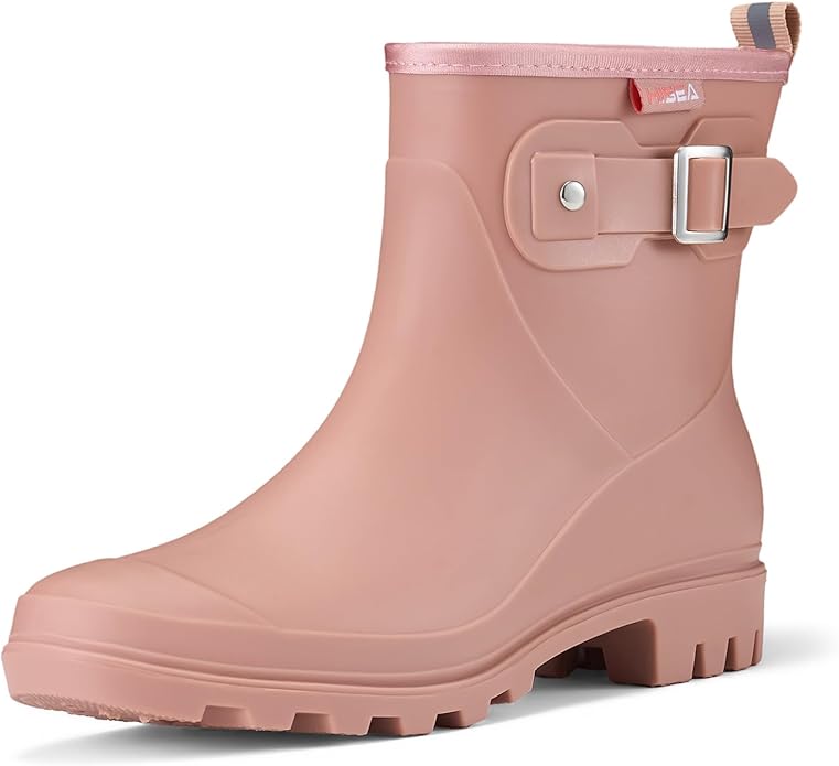 HISEA Women's Ankle Rain Boots Waterproof, Fashion Short Garden Shoes Anti-slip for Women with Comfortable Insole-VerdiqueGarden
