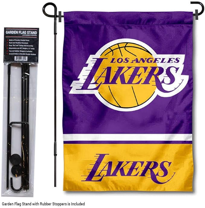 WinCraft Los Angeles Lakers Garden Flag and Pole Stand Holder-VerdiqueGarden
