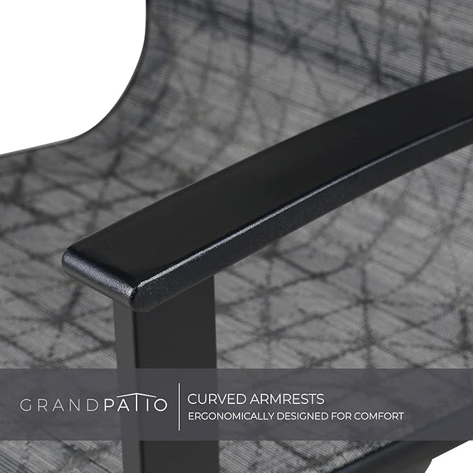 Grand patio Outdoor Swivel Dining Chairs 6-Piece Patio Dining Chair Set Mesh Sling Patio High Back Swivel Rockers, Black & Grey Plaid-VerdiqueGarden