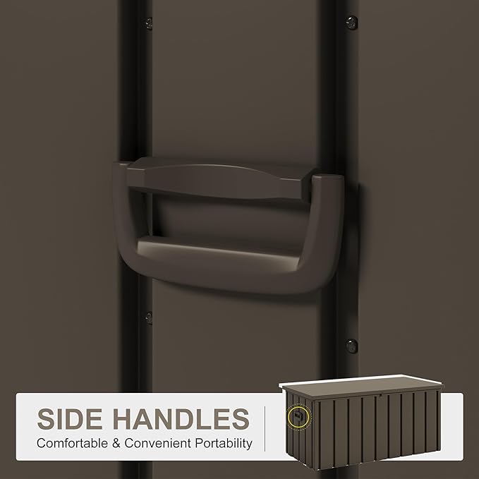 PURPLE LEAF Outdoor Deck Box 100 Gallon Waterproof Lockable Storage Box Container with Lid Deck Organization for Patio Cushions Side Table Pool Accessories Garden Tools, Brown-VerdiqueGarden