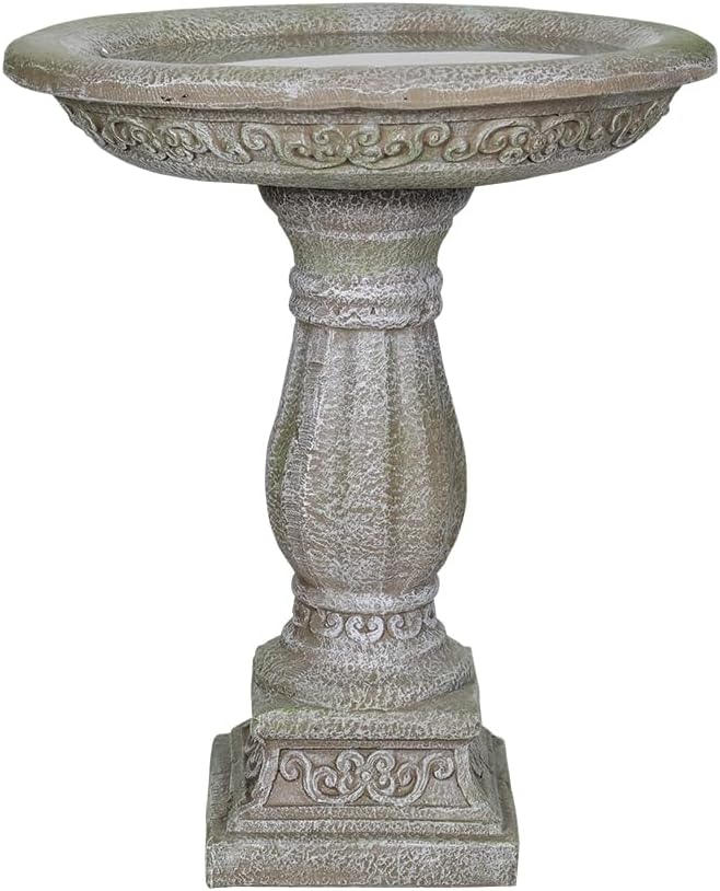 SKYFIRE 20”Dia.X 23.8”Tall Outdoor Birdbath with Pedestal - Modern Garden Birdbaths Outdoor Decor for Bird Spa & Birdfeeder, Floor Bird Baths for Garden Patio, Yard, Lawn-VerdiqueGarden