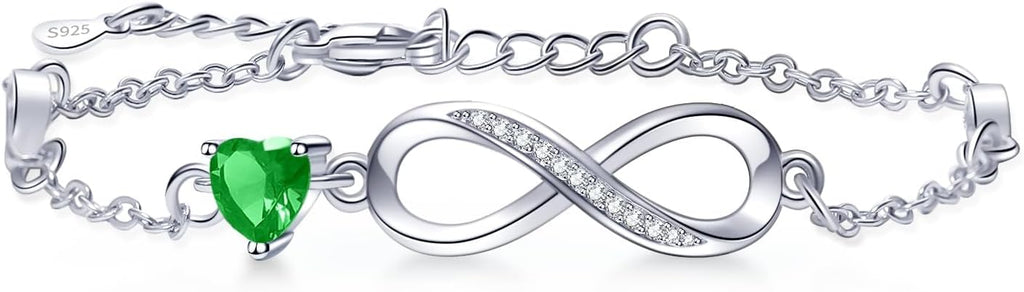 Bracelets for Women Sterling Silver Infinity Heart Bracelet Charms Bracelet Trendy Dainty Gift for Ladies Womens Wife Bride Sister Friend Anniversary Birthday Mothers Day Valentines Gifts for Her