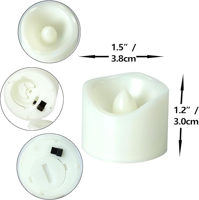 12 Pack Battery Operated Flameless LED Votive Tealight Candles Realistic Flickering Electric Tea Lights Set Bulk Halloween Pumpkin Jack O Lantern Party Wedding Decorations Centerpieces Batteries Incl.-VerdiqueGarden