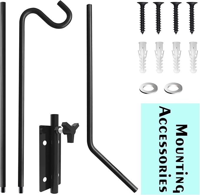 ERYTLLY 2 Packs Heavy Duty Deck Hook Wall Mounted, Extensible and Adjustable Deck Hook for Hanging Bird Feeder, Plants, Suet Baskets,Wind Chimes,Lanterns and More-VerdiqueGarden
