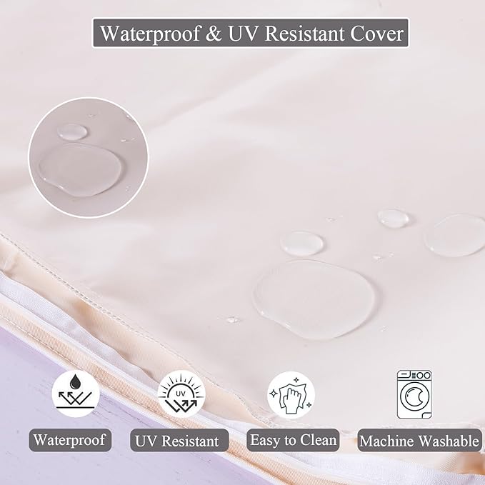 15 x 15 Inch Round Cushions for Outdoor Furniture Non-Slip Waterproof Patio Bistro Chair Cushion with Ties Bar Stool Seat Cushion for Kitchen Chairs Set of 4, Beige-VerdiqueGarden