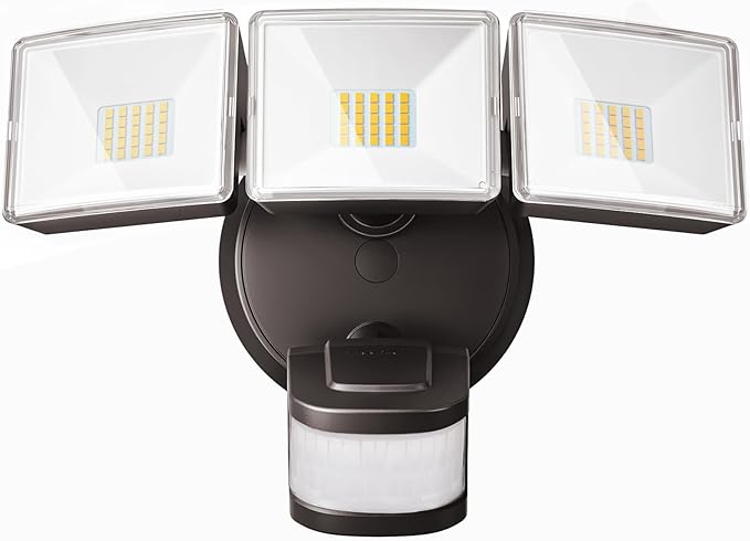 OREiN 4500LM/35W Flood Lights Outdoor, 180°/40FT Motion Sensor Outdoor Lights Dusk to Dawn Security Lights IP65 Waterproof 3 Modes for Outside 4500SQ.FT Front Door, Garage, Bronze (Hardwired)-VerdiqueGarden