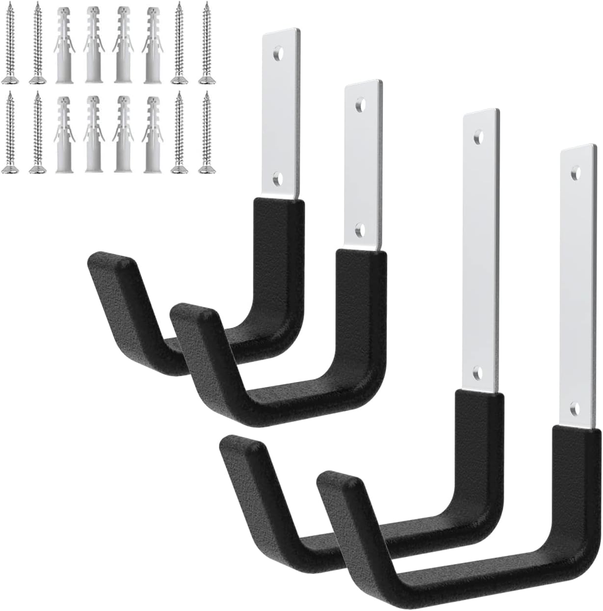 Heavy Duty Utility Hooks - Wall Mount for Garage Storage, Hose & Bike Hangers (2 Small & 2 Medium)-VerdiqueGarden