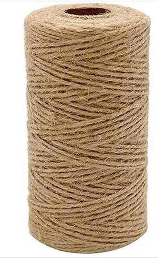 1/8 in (3 mm) X 164 Ft (50 Meters) Jute Twine Rope String for Home Decorating, Cat Scratcher Post Tree, DIY Arts Crafts, Garden, Binding, Packing Material-VerdiqueGarden
