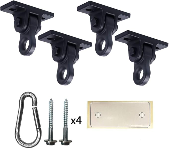 Heavy Duty Black Swing Hangers Screws Bolts Included Over 5000 lb Capacity Playground Porch Yoga Seat Trapeze Wooden Sets Indoor Outdoor (4 Pack)-VerdiqueGarden