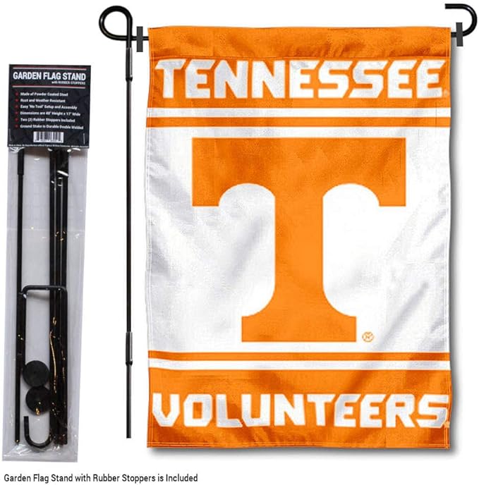 College Flags & Banners Co. Tennessee Volunteers Garden Flag with Stand Holder-VerdiqueGarden