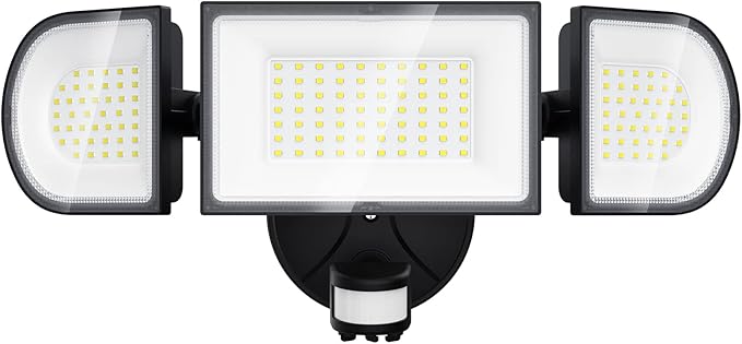 iMaihom 100W Motion Sensor Light Outdoor, 9000LM 6500K LED Security Floodlights, 3 Adjustable Head Motion Detection Light IP65 Waterproof for Yard Garage (Black)-VerdiqueGarden