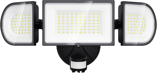 iMaihom 100W Motion Sensor Light Outdoor, 9000LM 6500K LED Security Floodlights, 3 Adjustable Head Motion Detection Light IP65 Waterproof for Yard Garage (Black)-VerdiqueGarden
