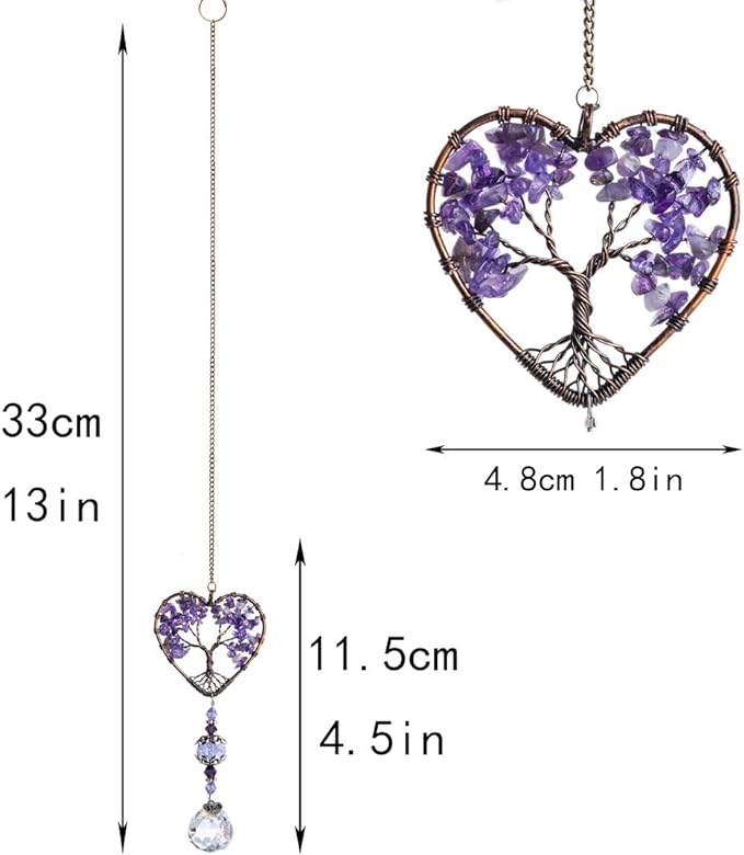 H&D HYALINE & DORA Sun Catcher Crystal Tree of Life Rainbow Maker Drops Hang for Window, Home Decor, Car Charms-VerdiqueGarden