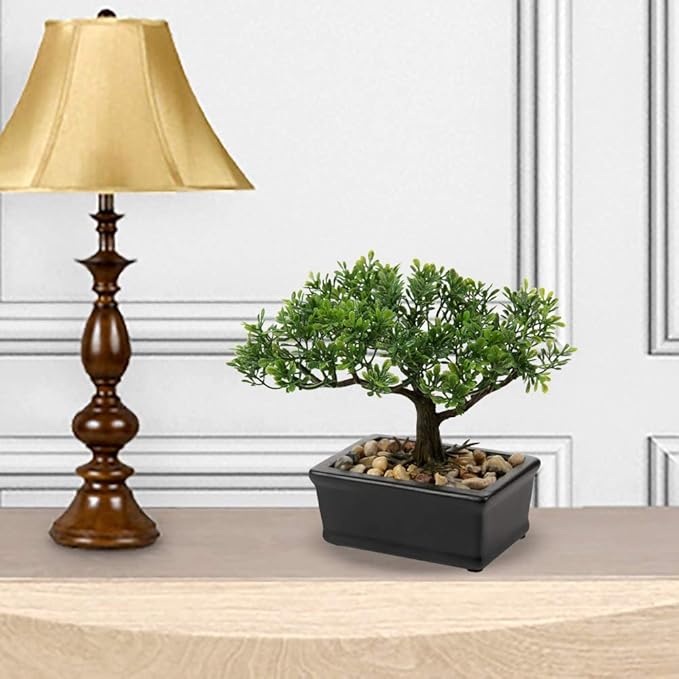 Artificial Bonsai Tree Juniper Faux Plants Indoor Small Fake Plants Decor with Ceramic Pots for Home Table Office Desk Bathroom Shelf Bedroom Living Room Farmhouse Decorations-VerdiqueGarden