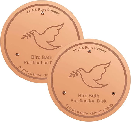 2Pack Bird Bath Copper Purification Disk | 0.6mm Reinforced 99.9% Pure Copper | Universal Fit for Outdoor Birdbaths(Birdbath Copper 2 Pack)-VerdiqueGarden