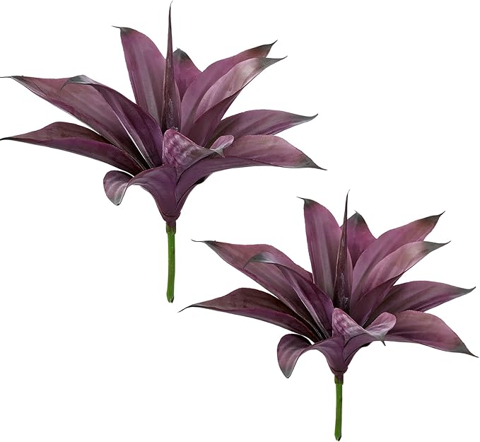 Fake Plants Artificial Agave Plants Indoor，UV Resistant Fake Agave Planters Outdoor Decorating Artificial Plants for Outdoors Decor Agave (2Pack,12.6'Purple) Spring Decorations for Home-VerdiqueGarden