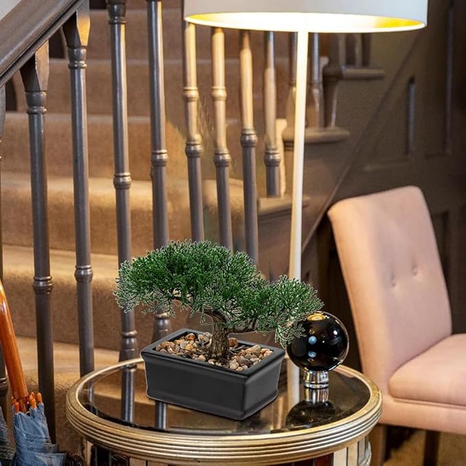 Artificial Bonsai Tree Juniper Faux Plants Indoor Fake Plants Decor with Ceramic Pots for Home Table Office Desk Bathroom Shelf Bedroom Living Room Farmhouse Decoration-VerdiqueGarden