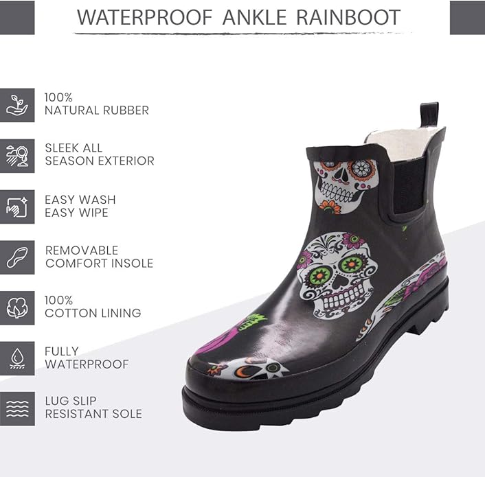 NORTY - Womens Ankle Rain Boots - Ladies Waterproof Winter Spring Garden Boot runs ½ size large-VerdiqueGarden