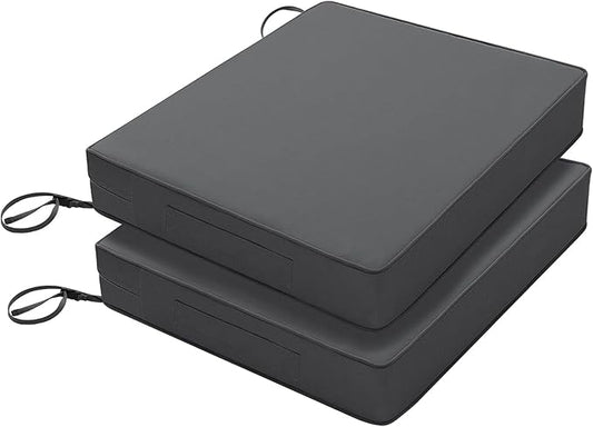 Favoyard Patio Chair Cushions 18.5 x 16 x 3 Inch Waterproof Outdoor Seat Cushions for Patio Furniture 3-Year Color Fastness Garden Sofa Couch Pads with Handle & Adjustable Straps Set of 2, Dark Grey-VerdiqueGarden