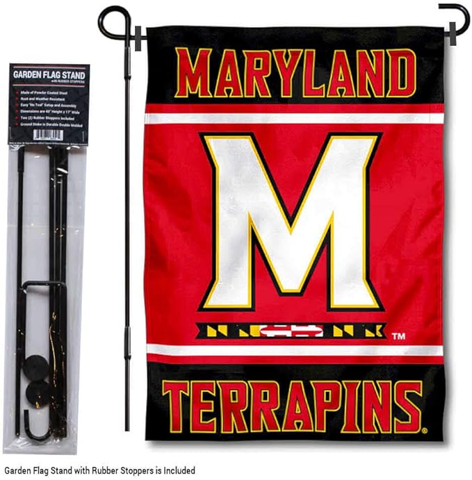 College Flags & Banners Co. Maryland Terrapins Garden Flag with Stand Holder-VerdiqueGarden