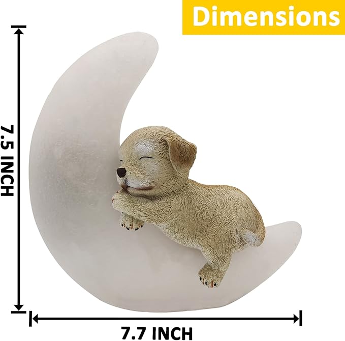 Garden Dog Statues Outdoor Decor, Solar Powered Resin Lawn Ornaments with 8 LEDs Warm White, Outdoor Decoration for Patio Yard Lawn Porch Housewarming Garden Gift-VerdiqueGarden
