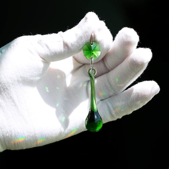 12pcs Raindrop Crystal Chandelier Prisms Parts, Hanging Crystals Beads for Chandeliers, Home Decoration-VerdiqueGarden