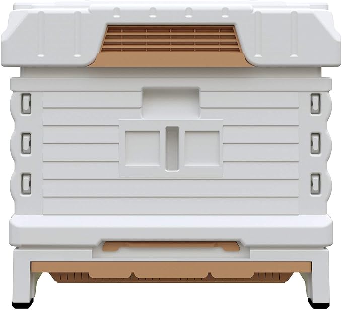 Ergo Insulated 10 Frame Bee Hive Set [NO Frames Included] (Single Hive, White Body Yellow Entrance)-VerdiqueGarden