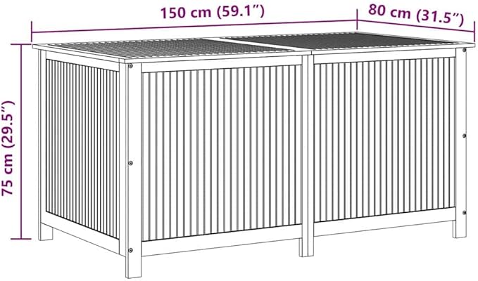 vidaXL Wooden Outdoor Storage Box with Gas-Lift Lid – Patio Deck Chest with Zippered Waterproof Bag for Garden Bench, Pool, Porch, Trunk, Cabinet, Teak Look – Brown, 59.1"x31.5"x29.5"-VerdiqueGarden