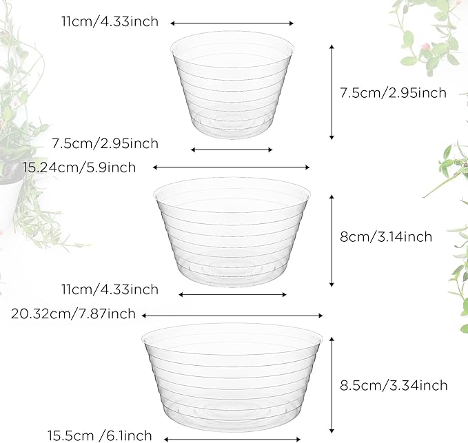 Hoolerry Plastic Plant Saucer Clear Deep Drip Tray Thickened Clear Plant Saucers Trays for Pots Deep Drip Trays for Home Garden Indoor and Outdoor Potted(15 Pcs,4, 6, 8 Inch)-VerdiqueGarden
