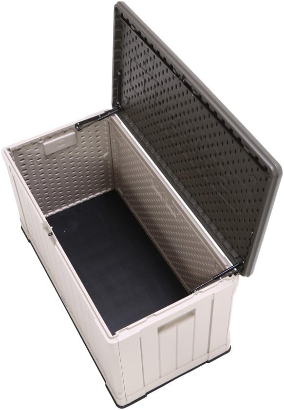 LIFETIME 60186 Heavy-Duty Outdoor Storage Deck Box, 116 Gallon, Desert Sand/Brown-VerdiqueGarden