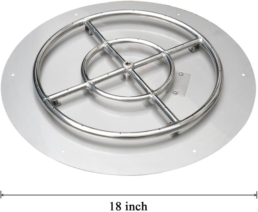 Stanbroil Stainless Steel 18" Round Flat Fire Pit Burner Pan w/12 Fire Ring Installed, BTU 92,000 Max-VerdiqueGarden