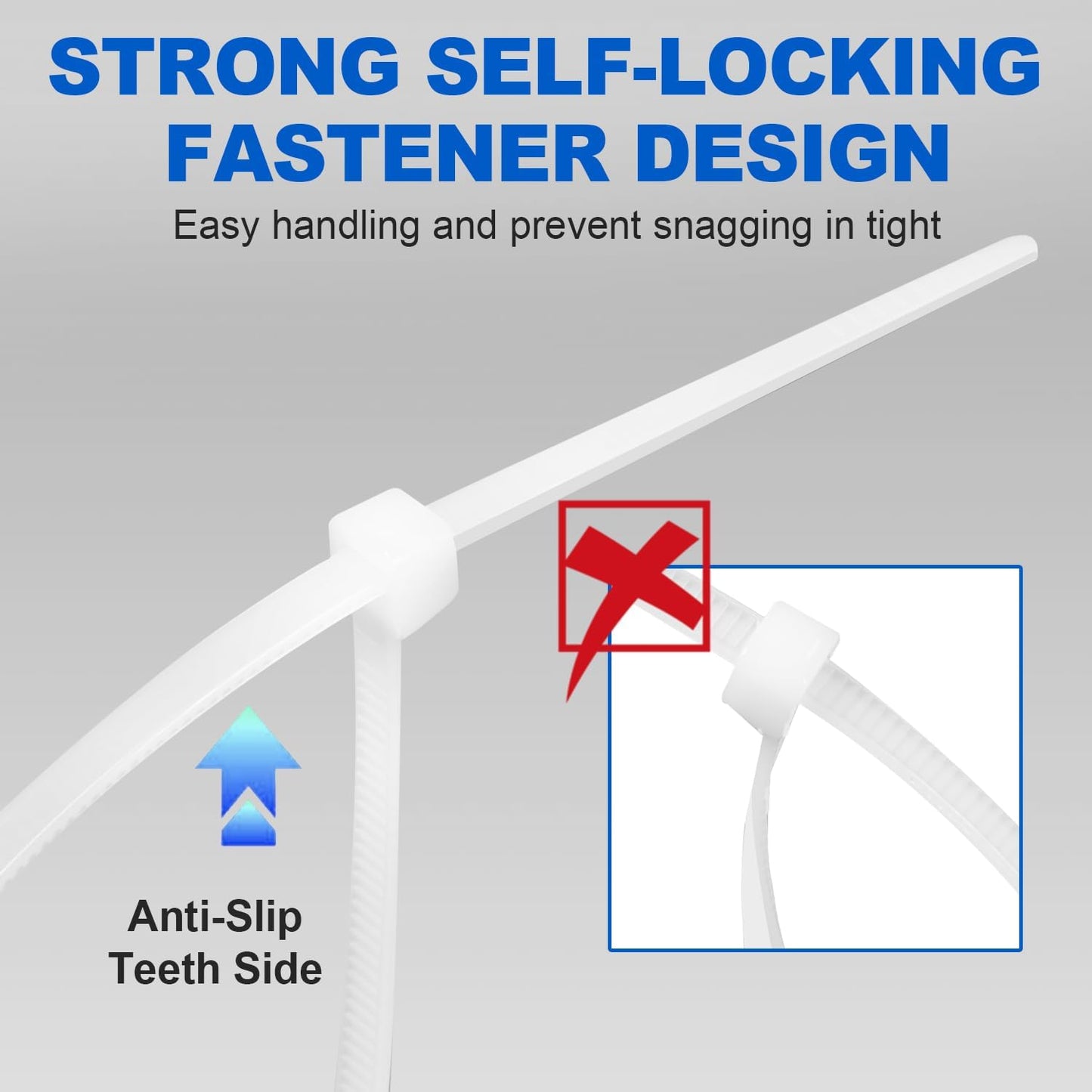 Zip Ties, RAZCC 1200pcs Cable Zip Ties 8 Inch, Heavy Duty White Plastic Wire Ties with 50lb Tensile Strength, Self-Locking Nylon Cable Ties, Wire Management for Indoor and Outdoor-VerdiqueGarden