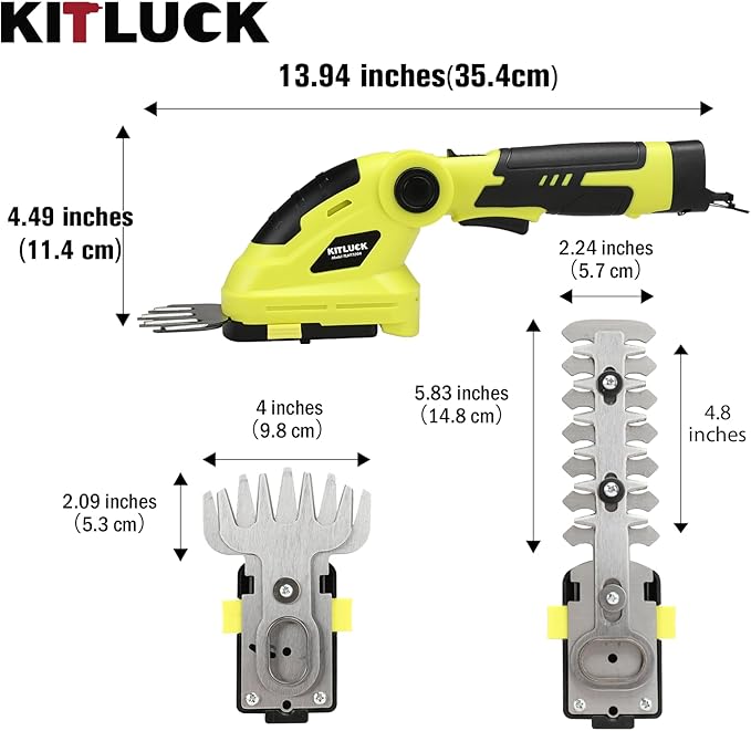 KITLUCK 8V Cordless 2-in-1 Grass Shear & Hedge Trimmer,Handheld Electric Grass Trimmer Hedge Shears/Grass Cutter Rechargeable,2000mAh Battery for Yard, Garden, Lawn Care-VerdiqueGarden