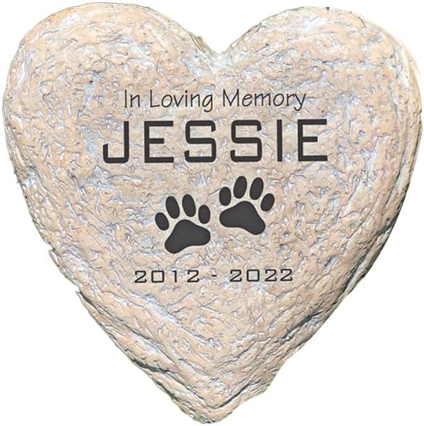 GiftsForYouNow Engraved in Loving Memory Pet Memorial Garden Stone, 5 Inch Heart-Shaped, Durable, Waterproof, Temporary Grave Marker, Dog Tombstone-VerdiqueGarden