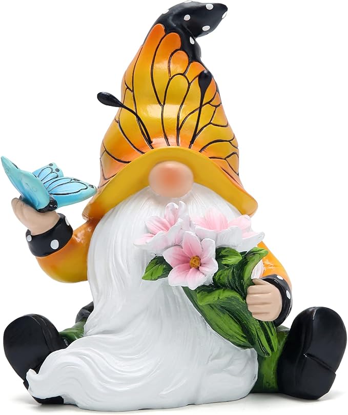 Hodao Spring Butterfly Gnomes Decorations Butterfly Gnomes Ornaments Scandinavian Tomte Elf Decor Summer Butterfly Gnomes Figurines for Outdoor Garden Decor Birthday Gifts for Mom, Women, Grandma-VerdiqueGarden