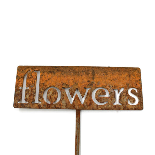 Classic Metal Garden Markers 19 Inches Tall (flowers, Naturally Rusted)-VerdiqueGarden