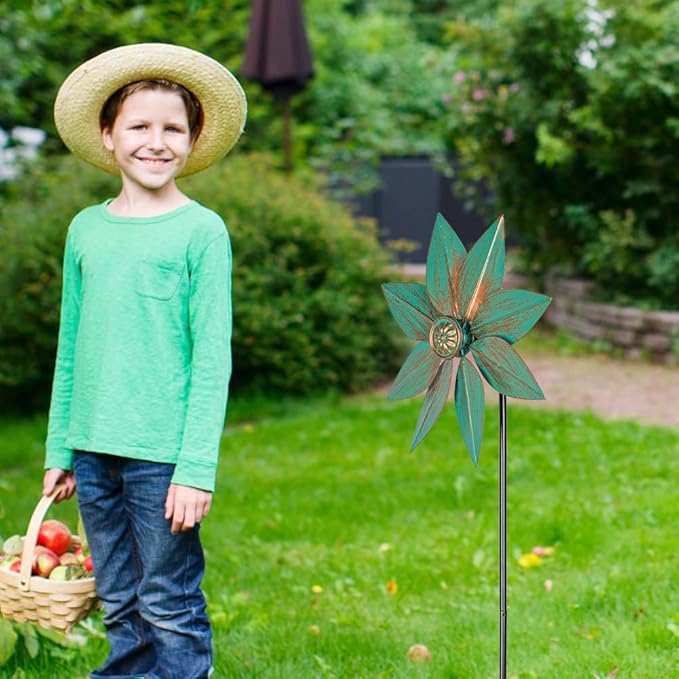 DREAMYSOUL Pinwheels for Yard and Garden, 38 Inches Metal Kinetic Wind Spinner for Outdoor Garden Patio Yard Decor-VerdiqueGarden