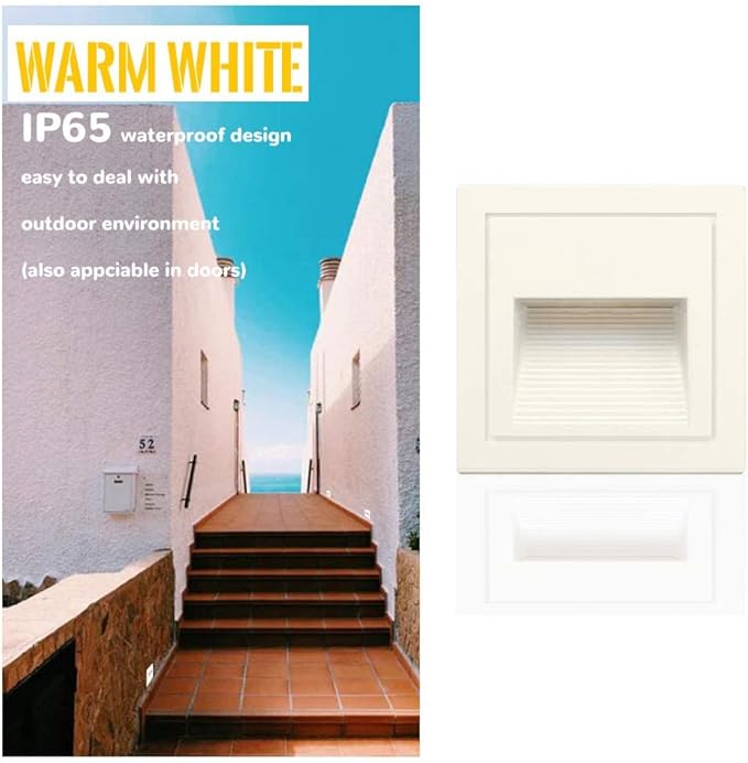 4Pcs 3W LED Step Light, 120V Warm White 3000K IP65 Waterproof Recessed Wall Light, Stair Light Staircase Light Lighting lamp, Inside Outside Garden Balcony Corridor, Aluminum-VerdiqueGarden