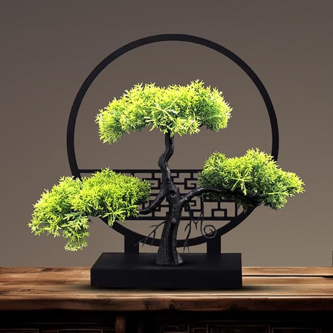 Ryoma Artificial Pine Tree Set Simulated Bonsai Features Ornaments Chinese - Style Desktop Screen Ornament 2 Set-VerdiqueGarden