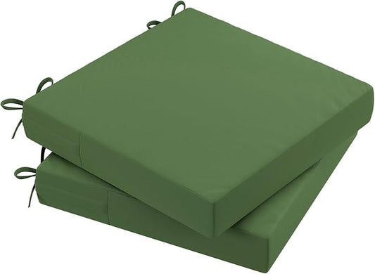 AAAAAcessories Outdoor Seat Cushions for Chairs, Waterproof, Fade-Resistant Patio Furniture Replacement Cushions, 20" x 20" x 3", Set of 2, Dark Moss Green-VerdiqueGarden