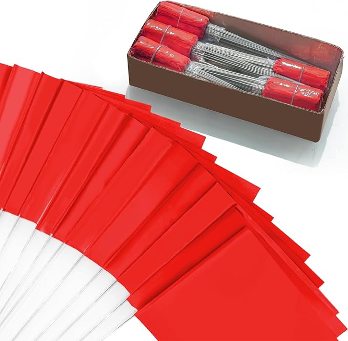 Zozen Marking Flags, Red Color | 1000 Pcs | 15x4x5 Inch, Yard Flags for Lawn & Irrigation & Landscape & Sprinkler & Survey & Dog Training.-VerdiqueGarden