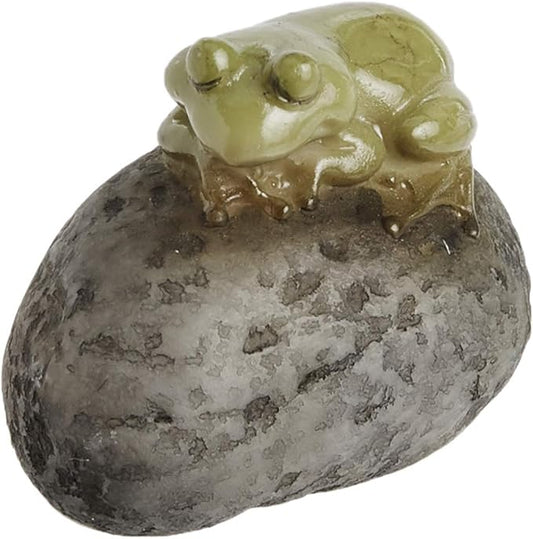 Top Collection Miniature Fairy Garden and Terrarium Statue, Sleeping Cute Frog on Stone-VerdiqueGarden