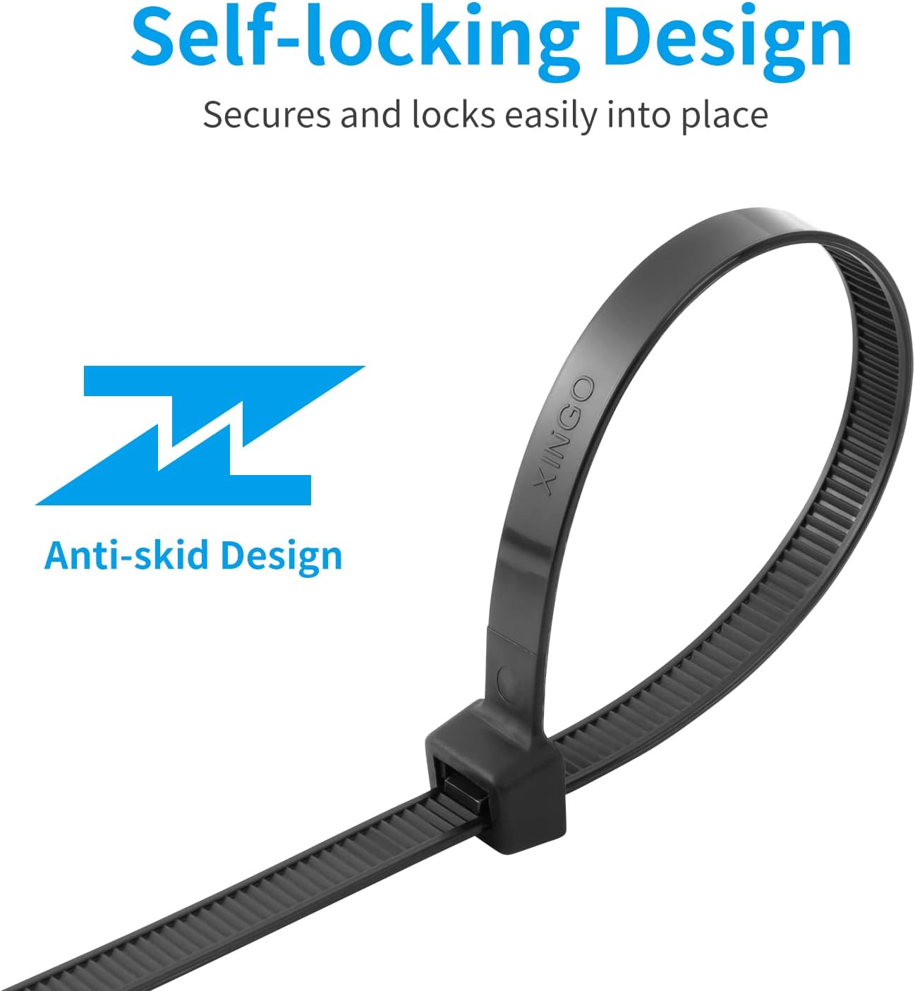 XINGO 16 inch Black Zip Ties Heavy Duty 60 PCS, 250 LBS Ultra Strong Plastic Wire Ties, Large Cable Ties Extra Long Tie Wraps, Indoor and Outdoor UV Resistant-VerdiqueGarden