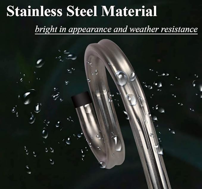 Shepherds Hook for Outdoor, 94 Inch Tall & 5/8 Inch Diameter Stainless Steel Heavy Duty Poles to Hang Outdoor Lights with 5 Prongs Base, Suitable for Bird Feeders or Wedding Decors(1pack)-VerdiqueGarden